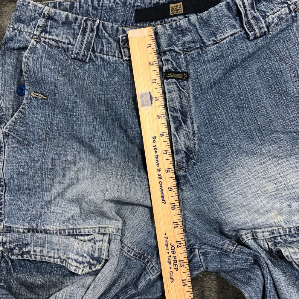 Marithe Francois Girbaud Mens Baggy Cargo Jeans Blue Denim 36 Logo Strap 90s Y2K - Picture 6 of 11